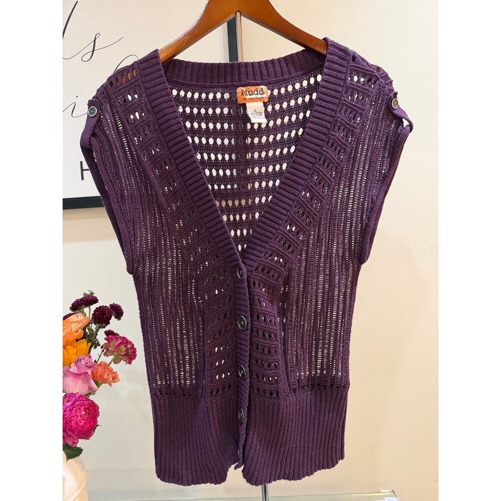 💜 Y2K Mudd Purple Knit Sweater Vest – Size Large 💜